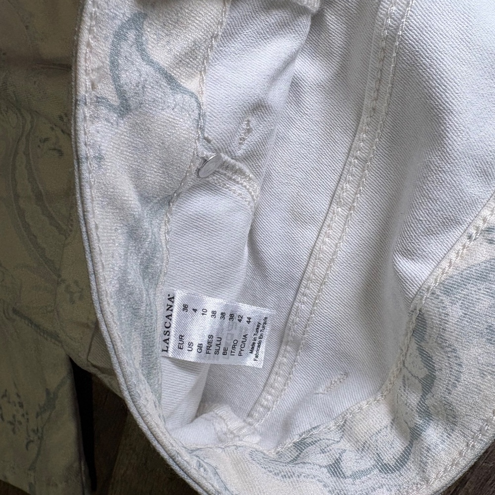LASCANA Paisley Print Skinny Jeans White & Blue Stretch Denim Size 4 / EU 36 - Picture 5 of 6